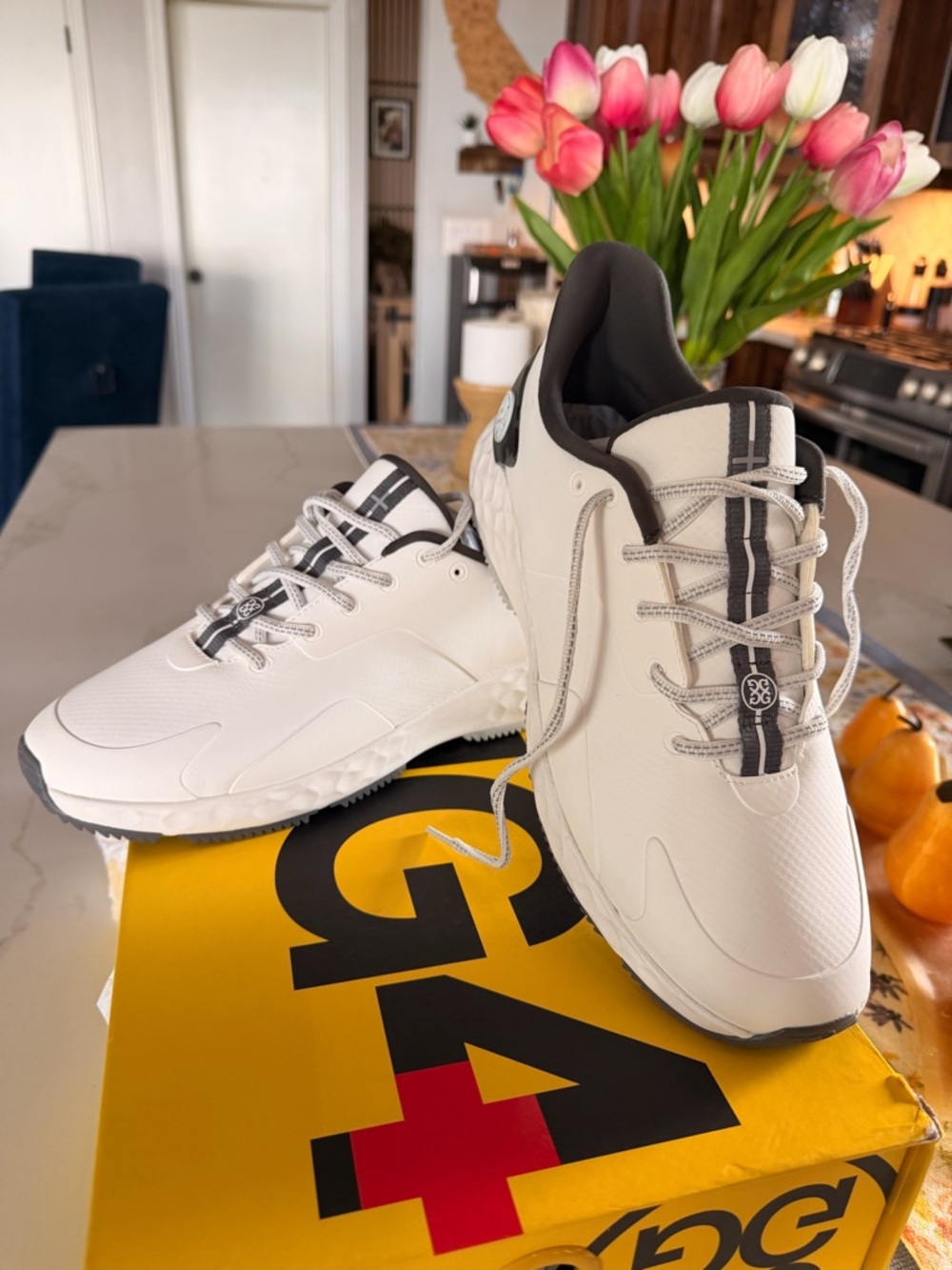G/FORE Men’s White and Black Athletic Golf Sneakers